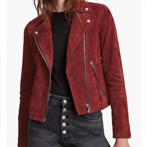 Suede Dalby Biker Jacket in Cherry Oak Red